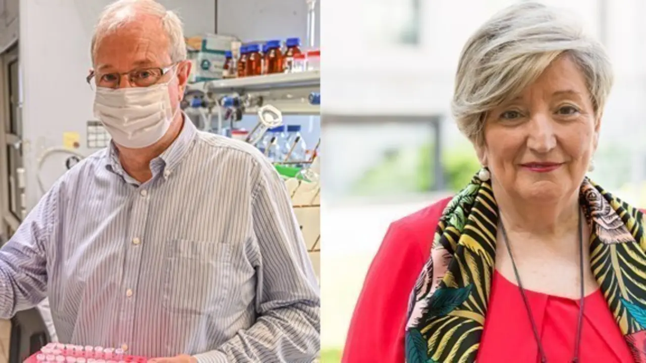  Ram&oacute;n Mart&iacute;nez M&aacute;&ntilde;ez, director cient&iacute;fico del CIBER-BBN, y Anna Lluch, jefa de grupo del CIBERONC 