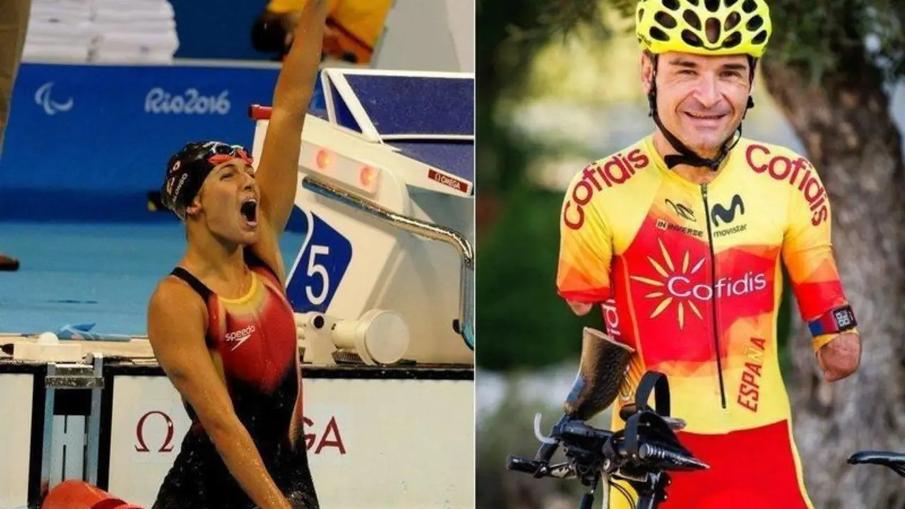  La nadadora Michelle Alonso y el ciclista Ricardo Ten abanderados del equipo espa&ntilde;ol Paral&iacute;mpico. Twitter. 