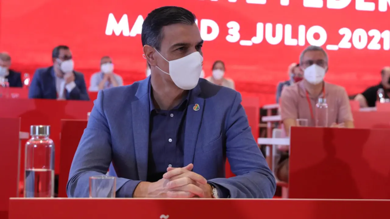  El presidente del Gobierno, Pedro S&aacute;nchez, durante una reuni&oacute;n de los componentes del Comit&eacute; Federal del PSOE, a 3 de julio de 2021, en Madrid, (Espa&ntilde;a). - Isabel Infantes - Europa Press 
