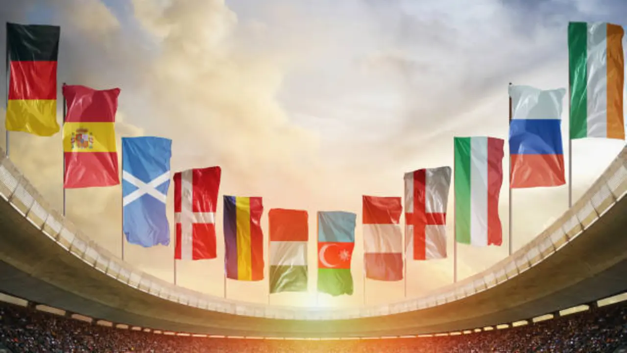 Europe soccer stadium. ready for game