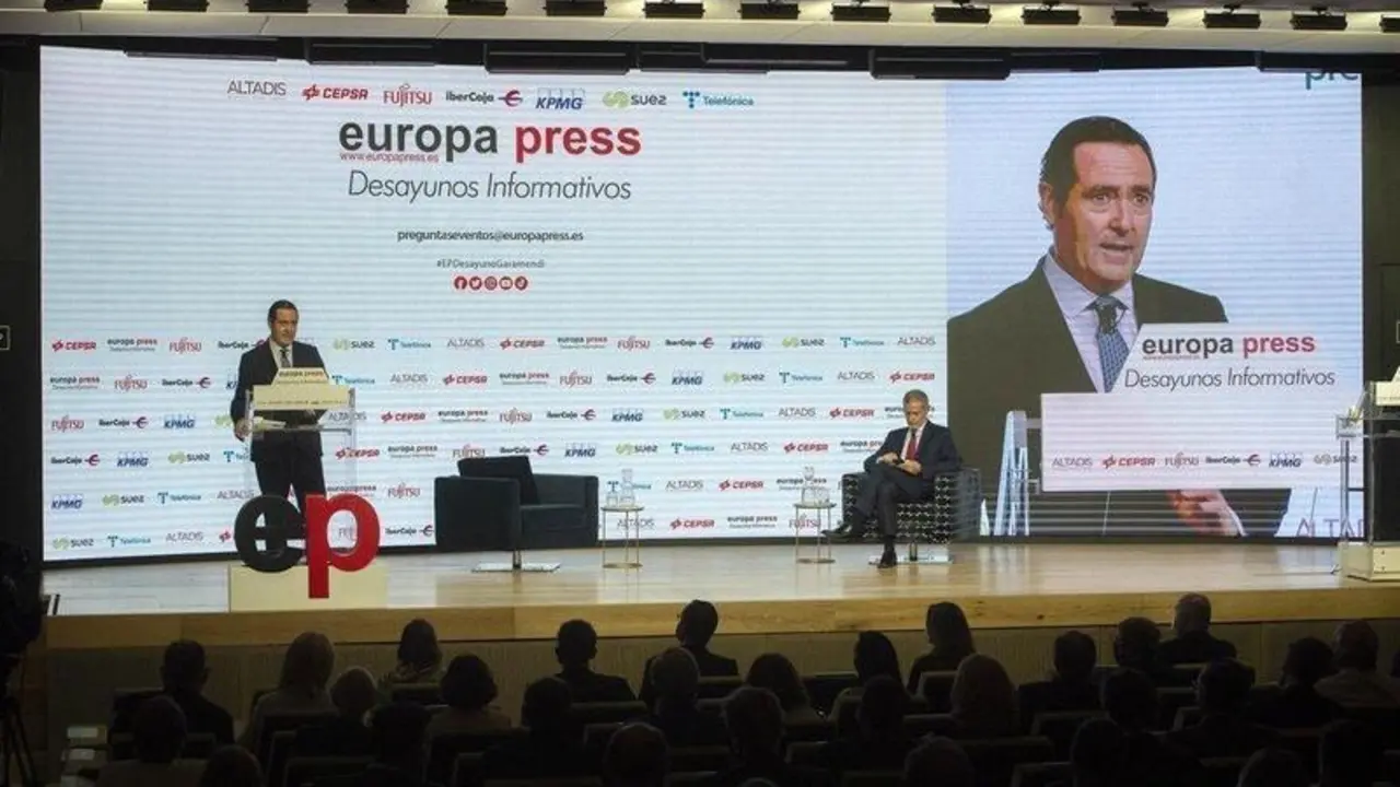  El presidente de la CEOE, Antonio Garamendi, en los Desayunos Informativos de Europa Press -EUROPA PRESS 