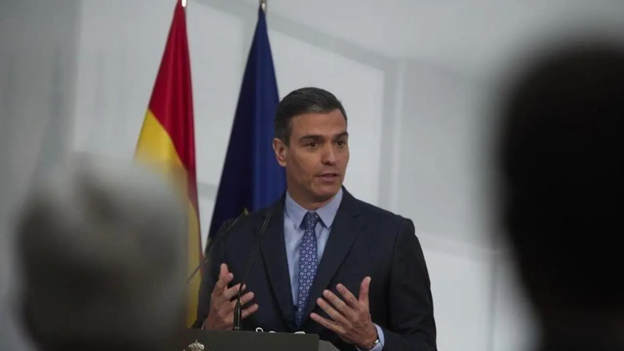  El presidente del Gobierno, Pedro S&aacute;nchez, interviene en la presentaci&oacute;n de la Carta de Derechos Digitales, en La Moncloa, a 14 de julio de 2021, en Madrid (Espa&ntilde;a) - EUROPA PRESS/J. Hell&iacute;n. POOL - Europa Press 