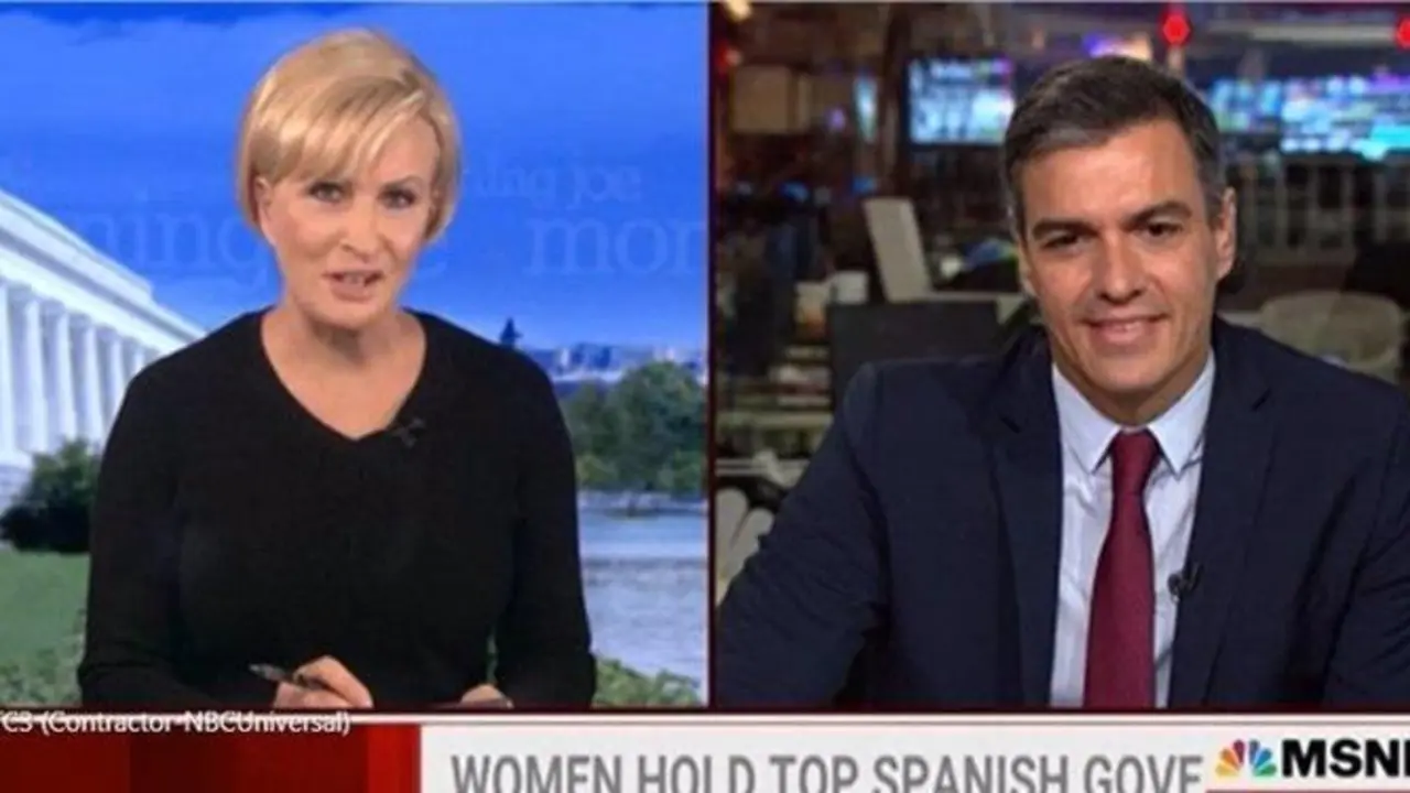  El presidente del Gobierno, Pedro S&aacute;nchez, en una entrevista en la cadena estadounidense MSNBC - EP 