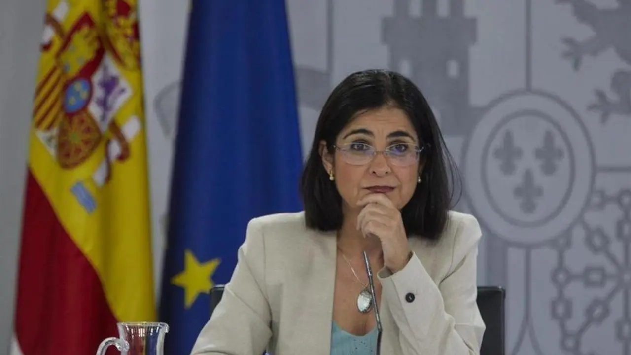  La ministra de Sanidad, Carolina Darias, durante la rueda de prensa posterior al Consejo Interterritorial del Sistema Nacional de Salud, a 28 de julio de 2021, en La Moncloa, Madrid, (Espa&ntilde;a). - EUROPA PRESS/J. Hell&iacute;n. POOL - Europa Press 
