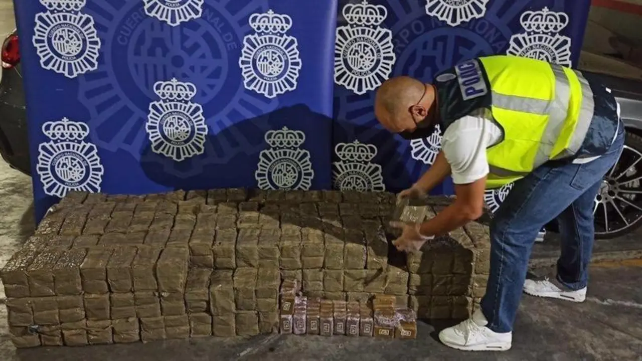  La Polic&iacute;a Nacional interviene en una vivienda de Benalm&aacute;dena 302 kilogramos de hach&iacute;s. POLIC&Iacute;A NACIONAL 