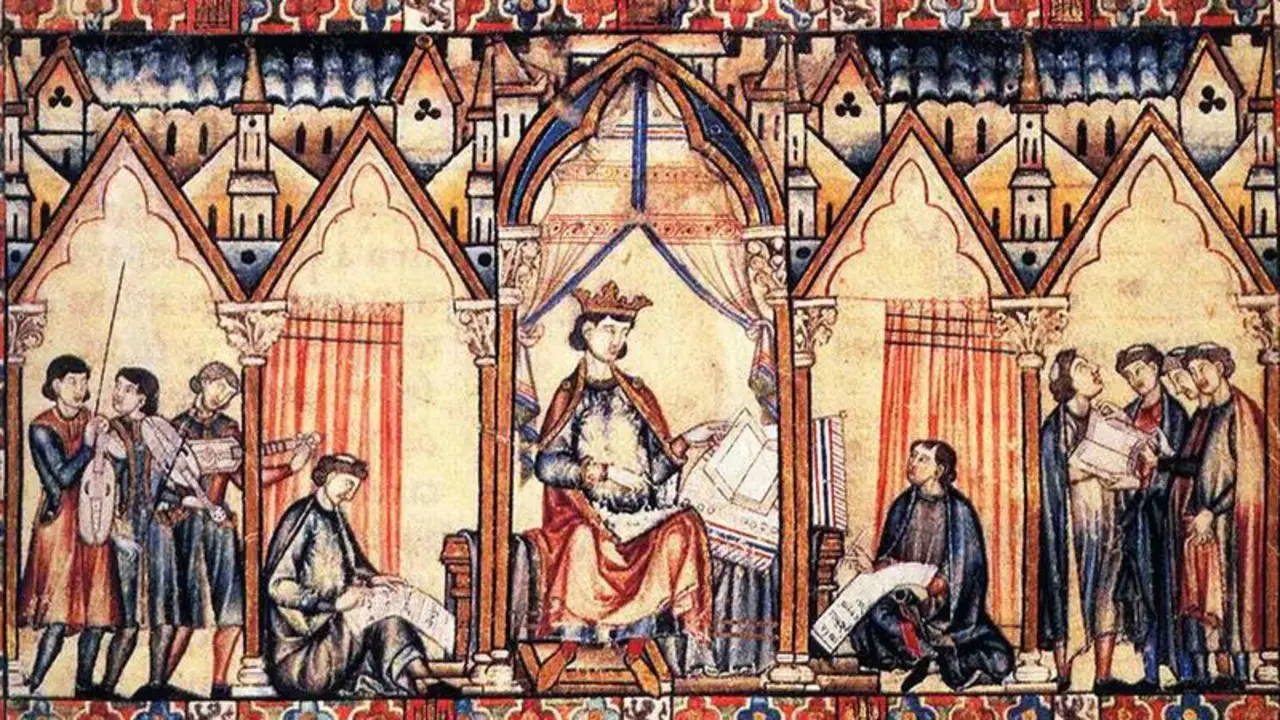  Miniatura de las Cantigas de Santa Mar&iacute;a de Alfonso X el Sabio. 