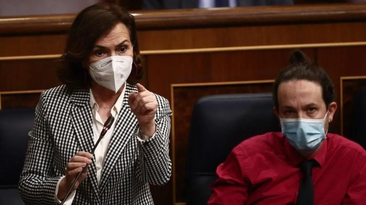  Carmen Calvo y Pablo IGlesias, cuando eran vicepresidentes del Gobierno 