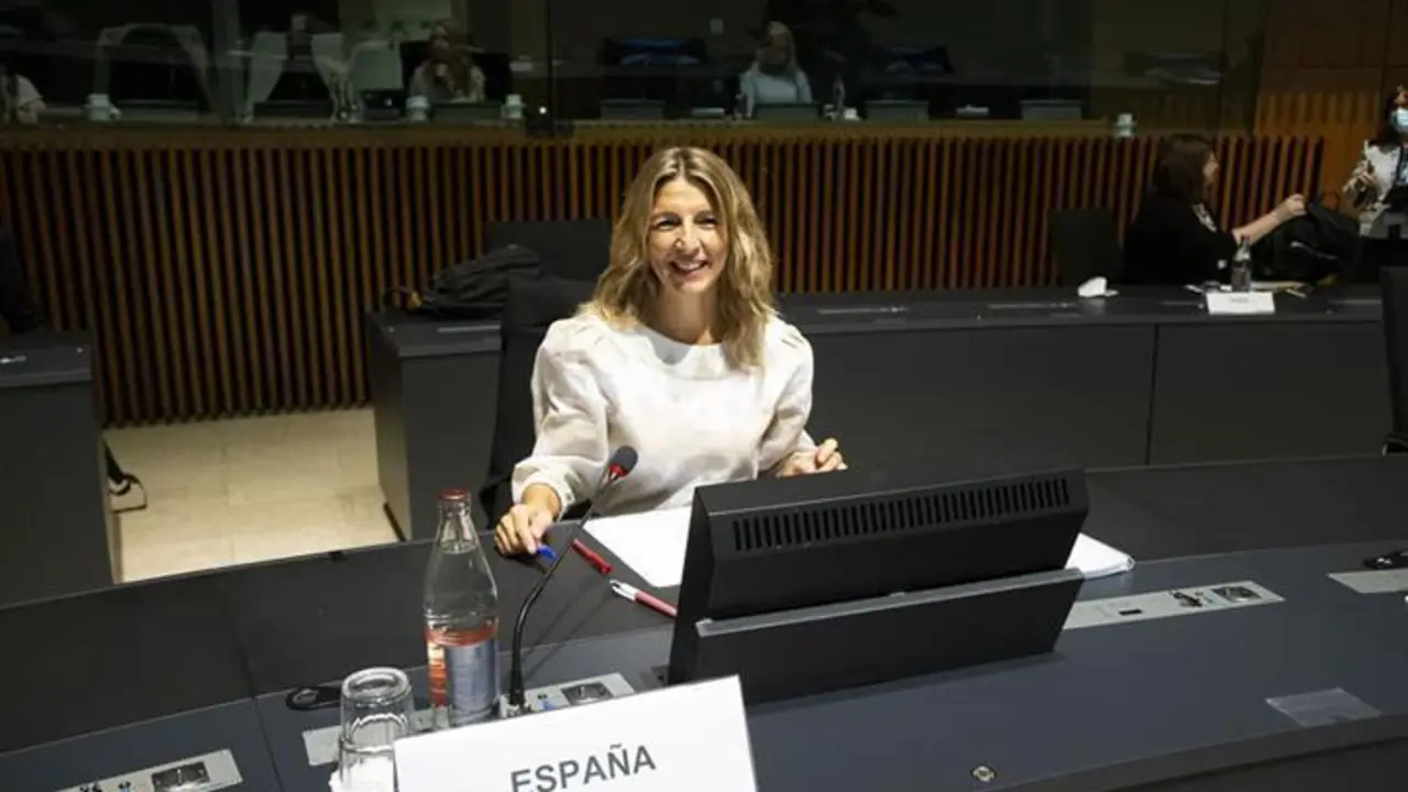 <p> Yolanda D&iacute;az en la presentaci&oacute;n del Mecanismo de Alerta Social </p>