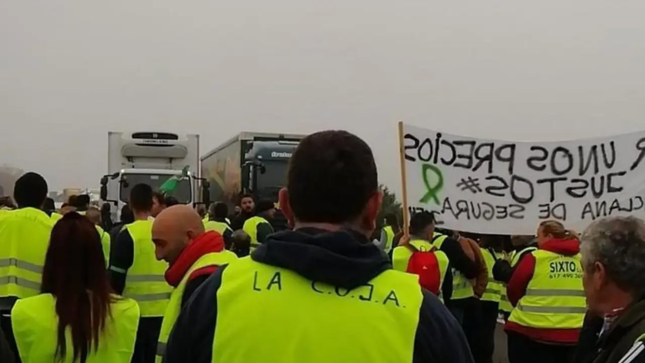 <p> Agricultores de Montoro y la Carolina en la A-4. EP </p>