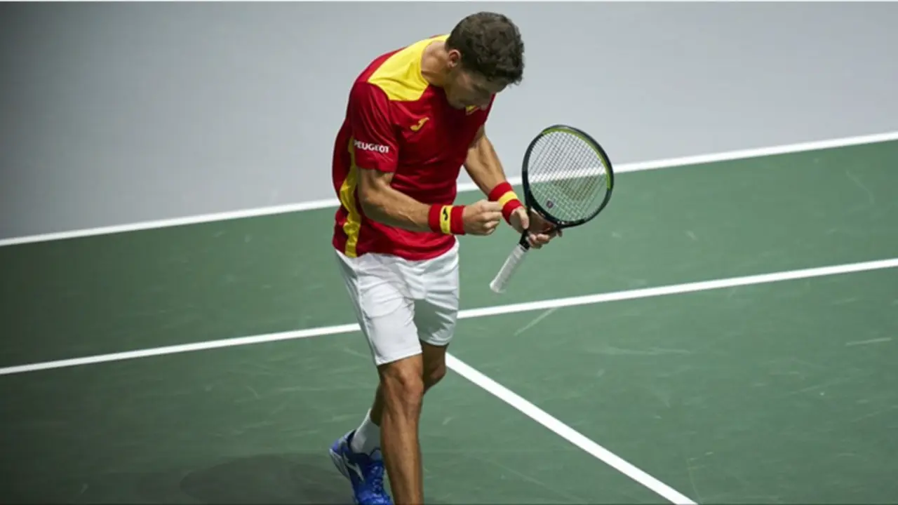 <p> Feliciano L&oacute;pez en la Copa Davis </p>