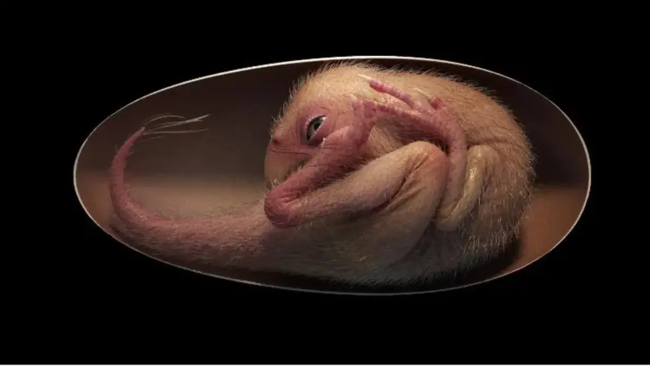 <p> Esta es una reconstrucci&oacute;n del dinosaurio beb&eacute; basada en el f&oacute;sil. </p>