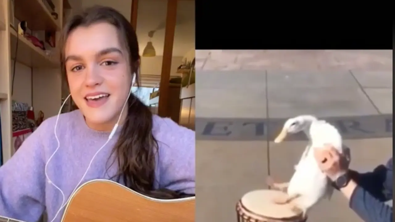 <p> Amaia en su dueto de TikTok </p>
