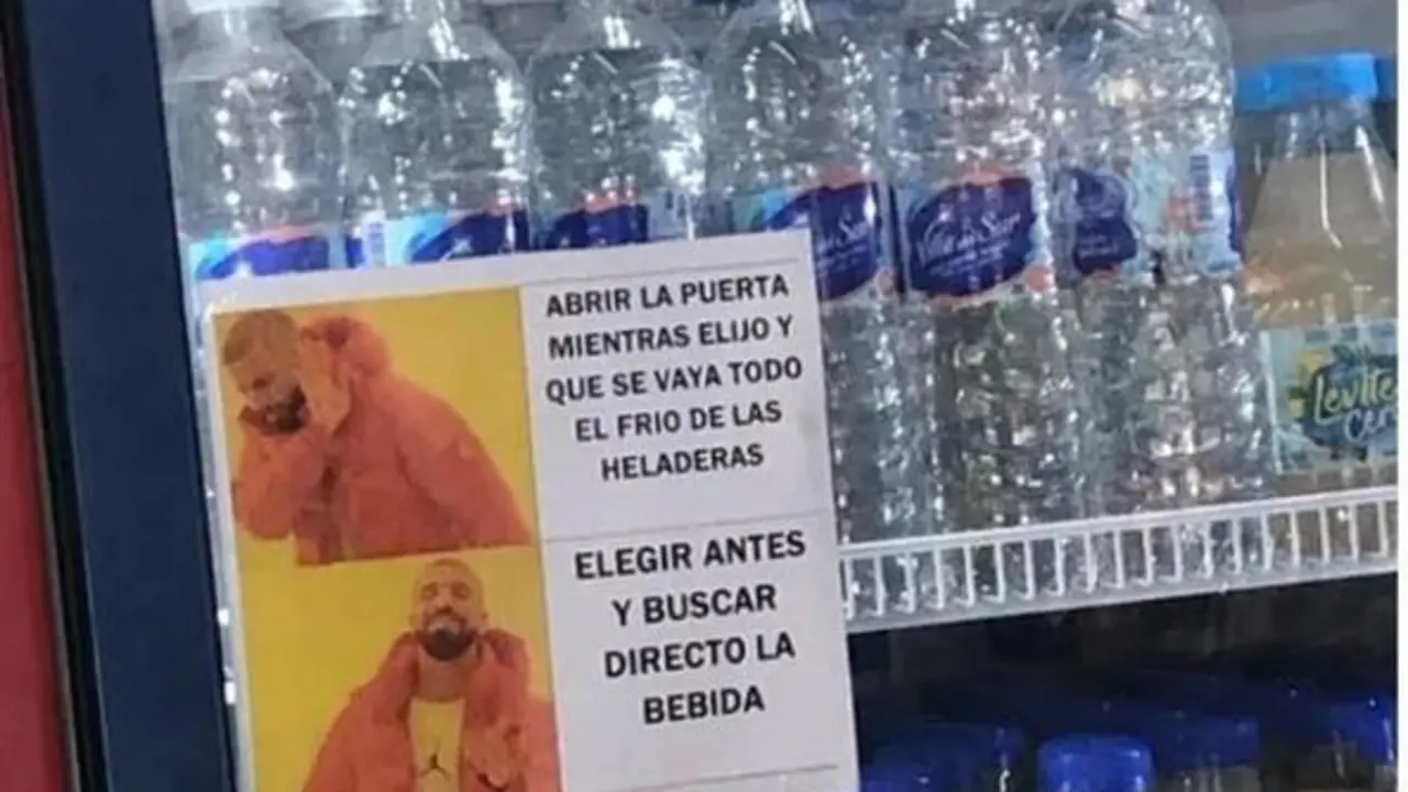 <p> Cartel del quiosquero para aconsejar el buen uso de la nevera a sus clientes </p>