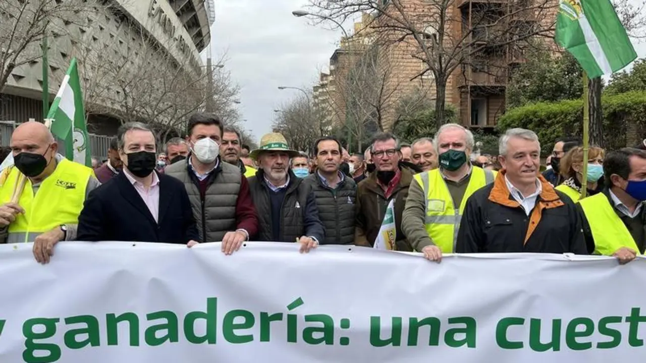 <p> Protesta de agricultores y ganaderos en Sevilla </p>