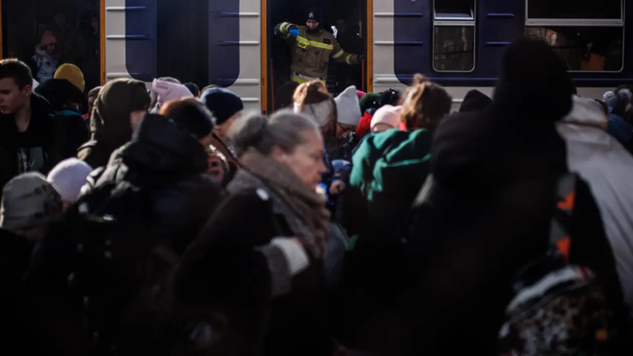 <p> Un grupo de personas a su llegada procedente de Ucrania en la estaci&oacute;n de tren de Przemysl (Polonia) - Alejandro Mart&iacute;nez V&eacute;lez - Europa Press </p>