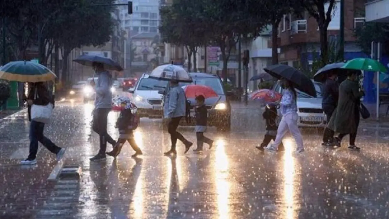 <p> Peatones bajo la lluvia en M&aacute;laga - JUNTA DE ANDALUC&Iacute;A </p>
