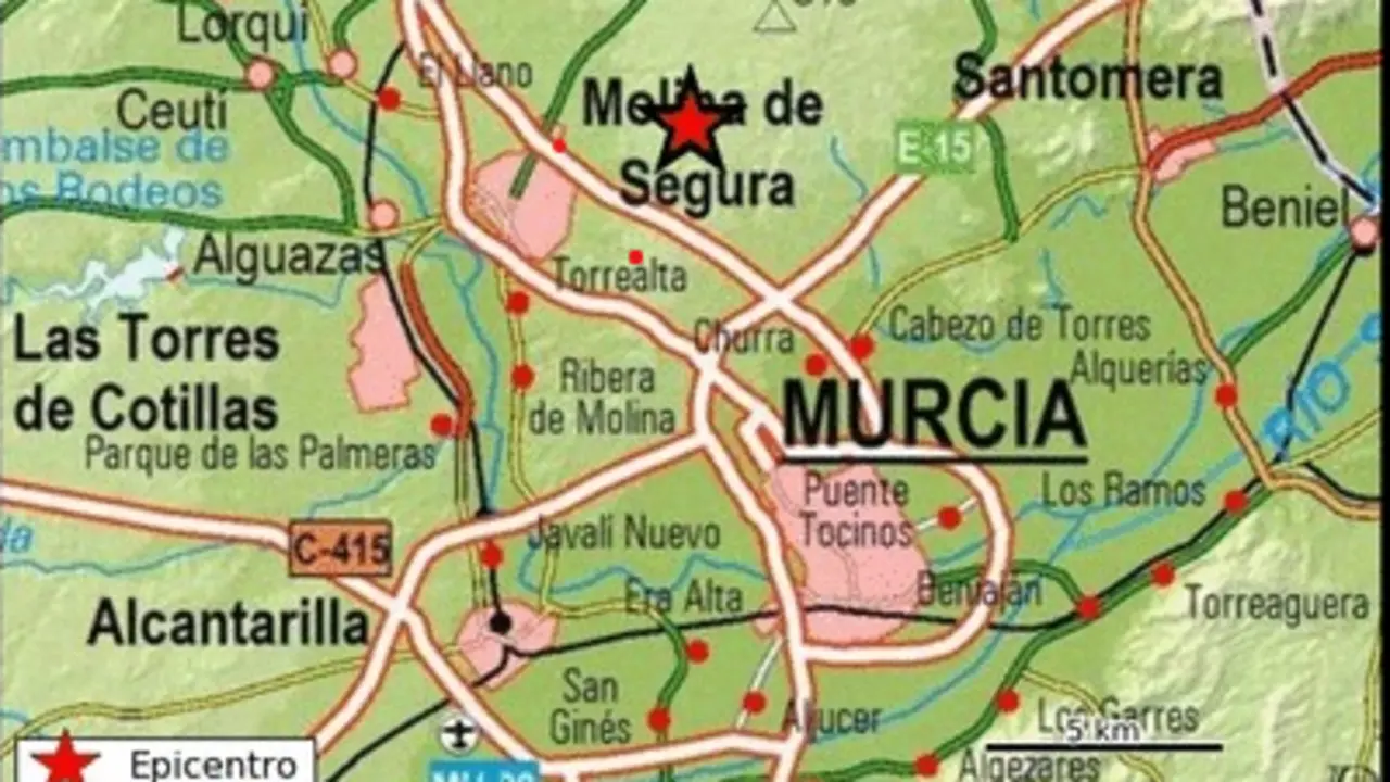 <p> Terremoto en Molina de Segura | Instituto Geogr&aacute;fico Nacional de Espa&ntilde;a y CNIG </p>