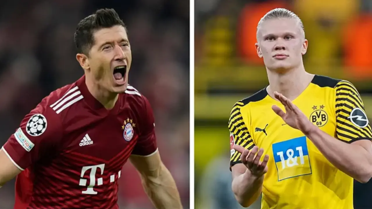 <p> Robert Lewandoski y Erling Haaland </p>