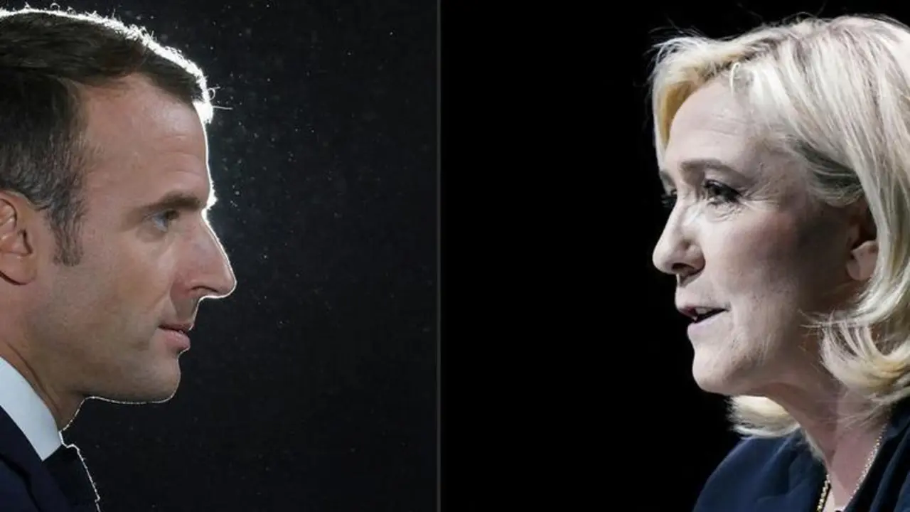 <p> Cara a cara Enmanuel Macron y Marine Le Pen </p>