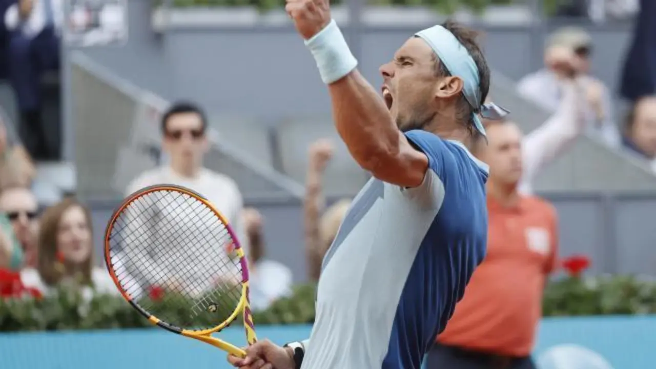 <p> Rafa Nadal tras vencer a Goffin </p>