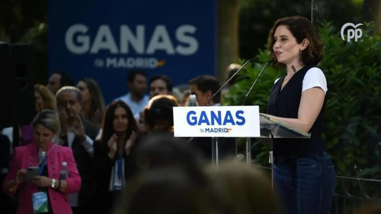 <p> La presidenta de la Comunidad de Madrid, Isabel D&iacute;az Ayuso, interviene en un acto </p>