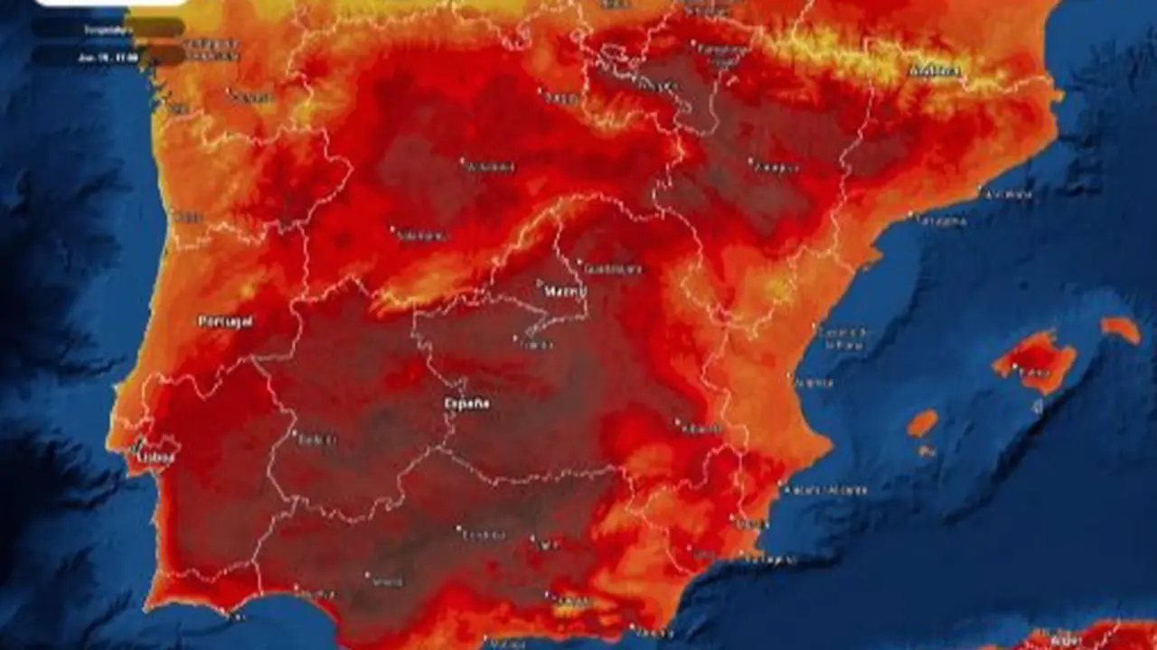 <p> Mapa de temperaturas previsto para esta semana. - METEORED </p>