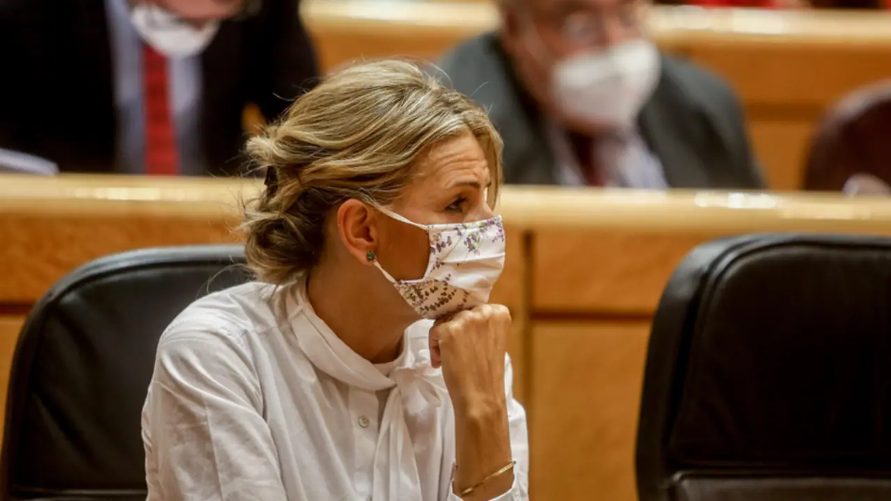 <p> La vicepresidenta segunda y ministra de Trabajo y Econom&iacute;a Social, Yolanda D&iacute;az, durante una sesi&oacute;n de control al Gobierno en el Senado - Ricardo Rubio - Europa Press </p>