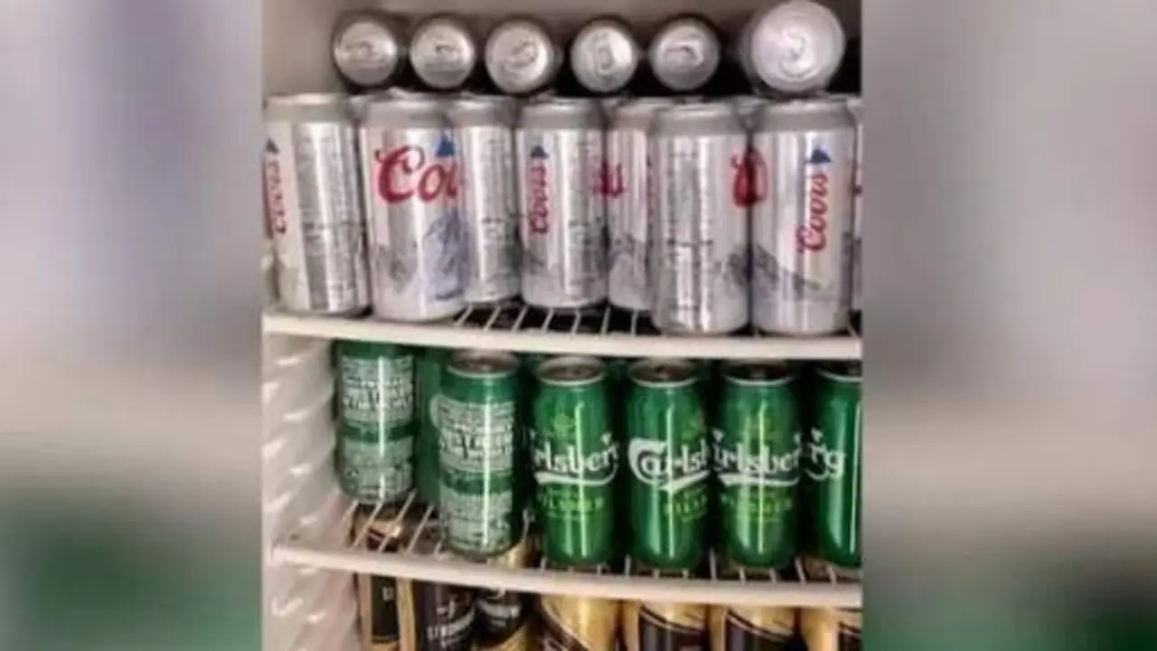 <p> La nevera llena de cerveza d Toni. Fuente TikTok @tonisheard862 </p>