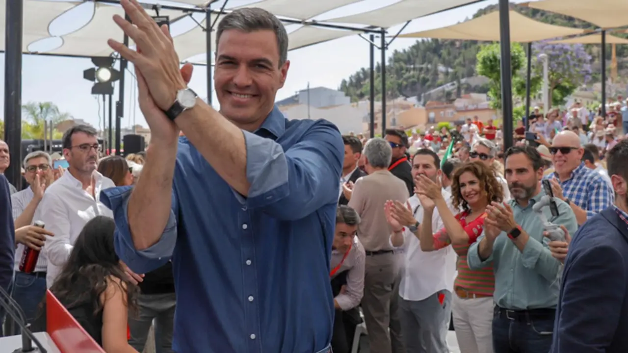 <p> El secretario general del PSOE y presidente del Gobierno, Pedro S&aacute;nchez, en el acto electoral de campa&ntilde;a para los comicios auton&oacute;micos del pr&oacute;ximo d&iacute;a 19 a 11 de junio del 2022 en C&aacute;rtamar (M&aacute;laga, Andaluc&iacute;a). - &Aacute;lex Zea - Europa Press </p>