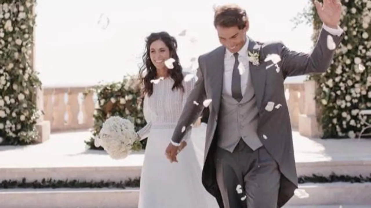 <p> Rafa Nadal y Mery Perell&oacute; en su boda. </p>