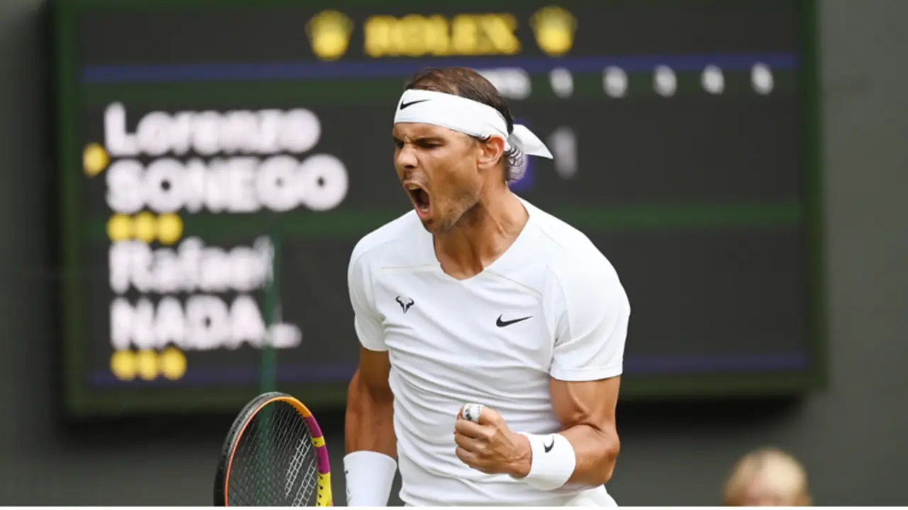 <p> Nadal tras vencer a Sonego </p>