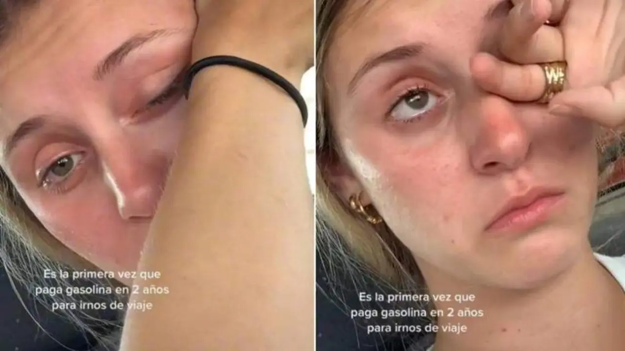 <p> La joven llorando en capturas de su v&iacute;deo de TikTok </p>