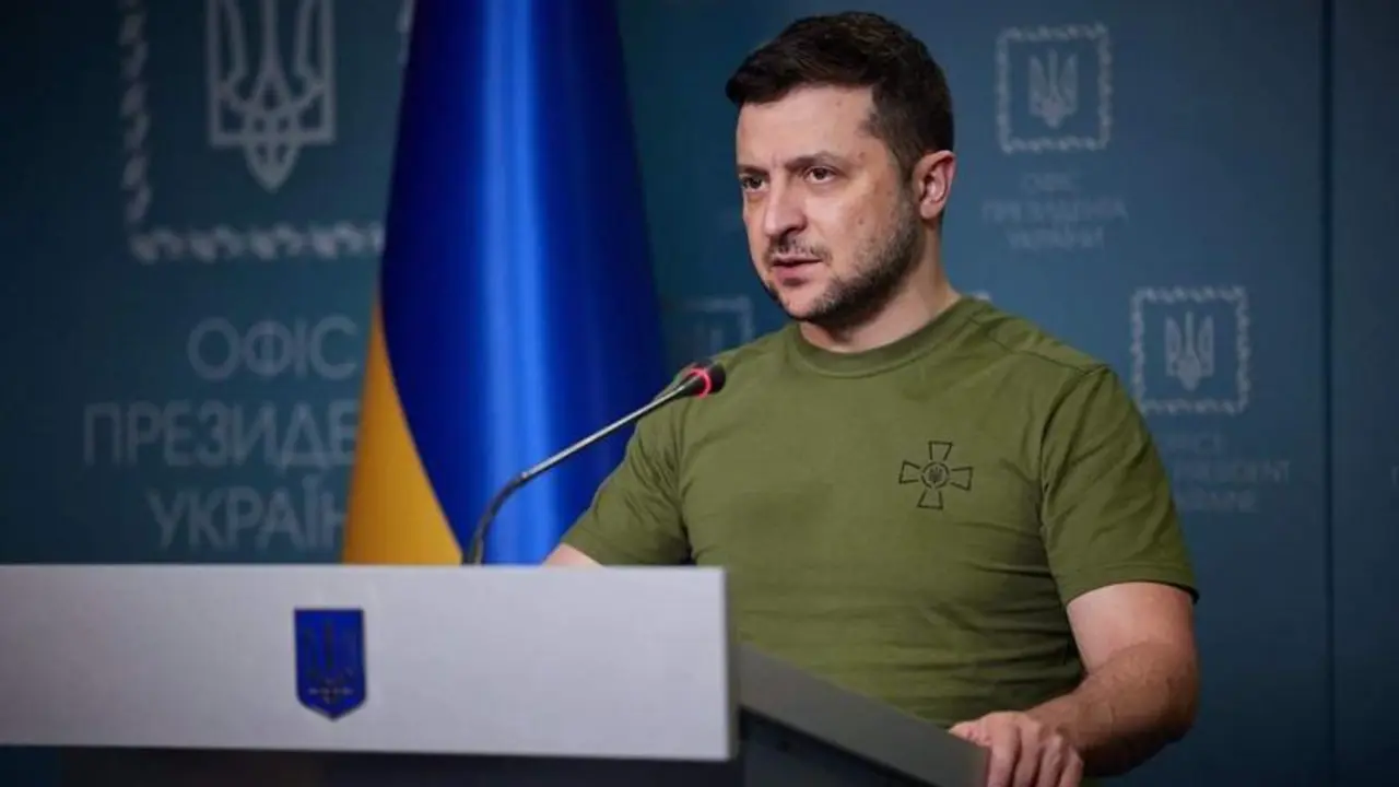 <p> El presidente de Ucrania, Vlod&iacute;mir Zelensky </p>