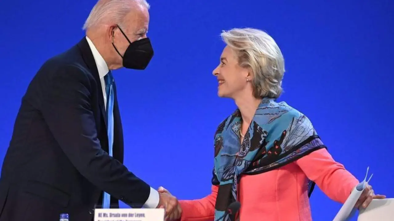 <p> Archivo - El presidente de Estados Unidos, Joe Biden, y la presidenta de la Comisi&oacute;n Europea, Ursula von der Leyen - Jeff J Mitchell/PA Wire/dpa - Archivo </p>