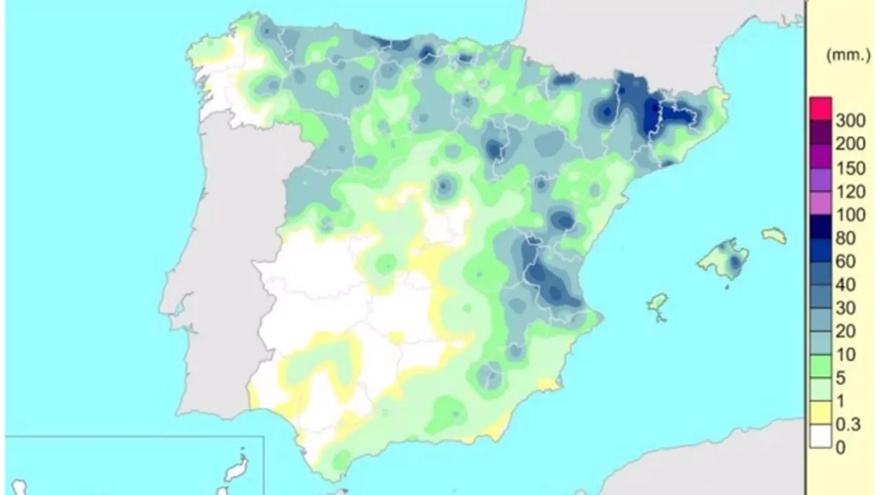 <p> Lluvias acumuladas entre el 24 y el 30 de agosto de 2022 - AEMET </p>