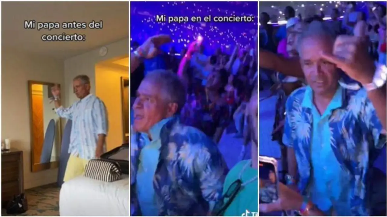 <p> Capturas de los v&iacute;deos virales donde el padre baila las canciones de Bad Bunny </p>