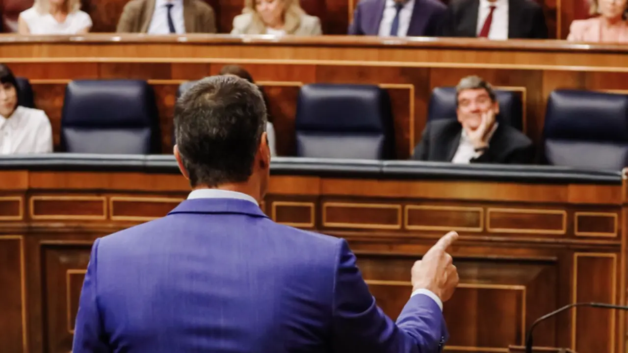<p> El presidente del Gobierno, Pedro S&aacute;nchez, en una sesi&oacute;n plenaria en el Congreso de los Diputados - Carlos Luj&aacute;n - Europa Press </p>