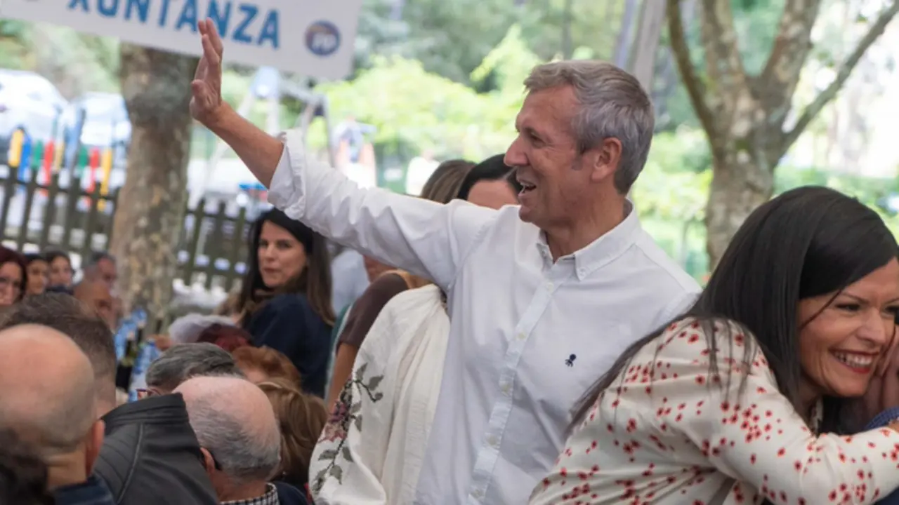 <p> El presidente del PPdeG, Alfonso Rueda, en un acto en Mos (Pontevedra). - PPDEG </p>