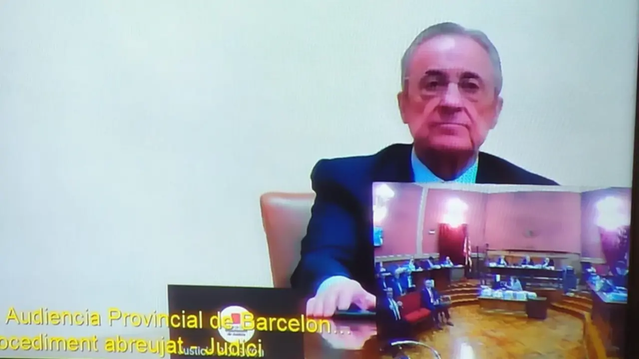 <p> El presidente del Real Madrid, Florentino P&eacute;rez, declara por videconferencia en la Audiencia de Barcelona en el juicio por el fichaje de Neymar para el Bar&ccedil;a. El 18 de octubre de 2022. - EUROPA PRESS </p>