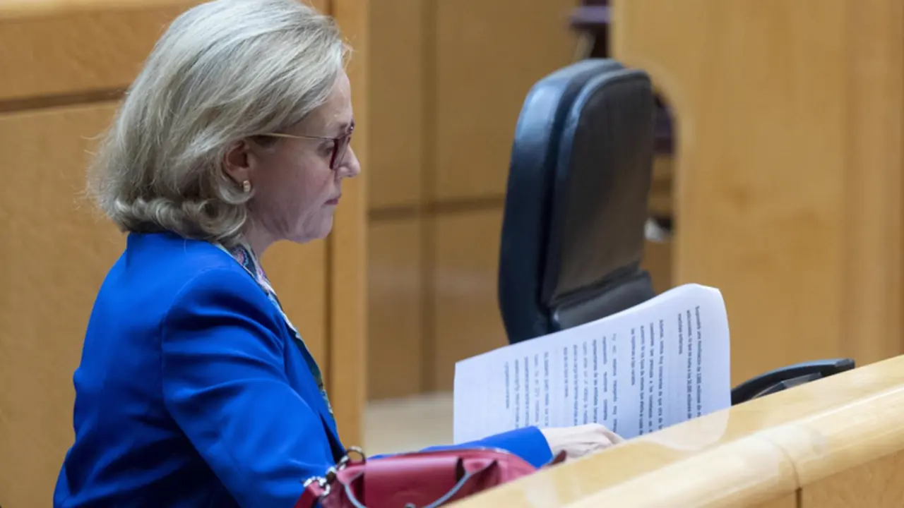 <p> La vicepresidenta primera y ministra de Asuntos Econ&oacute;micos y Transformaci&oacute;n Digital, Nadia Calvi&ntilde;o, en una sesi&oacute;n de control al Gobierno en el Senado, a 25 de octubre de 2022, en Madrid (Espa&ntilde;a). El Senado celebra hoy una sesi&oacute;n de control al Gobierno des - Alberto Ortega - Europa Press </p>