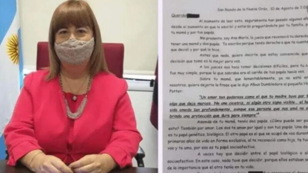 <p> La jueza salte&ntilde;a junto a la carta </p>