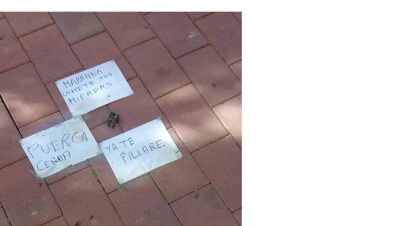 <p> Los carteles de la vecina de Murcia. Twitter </p>