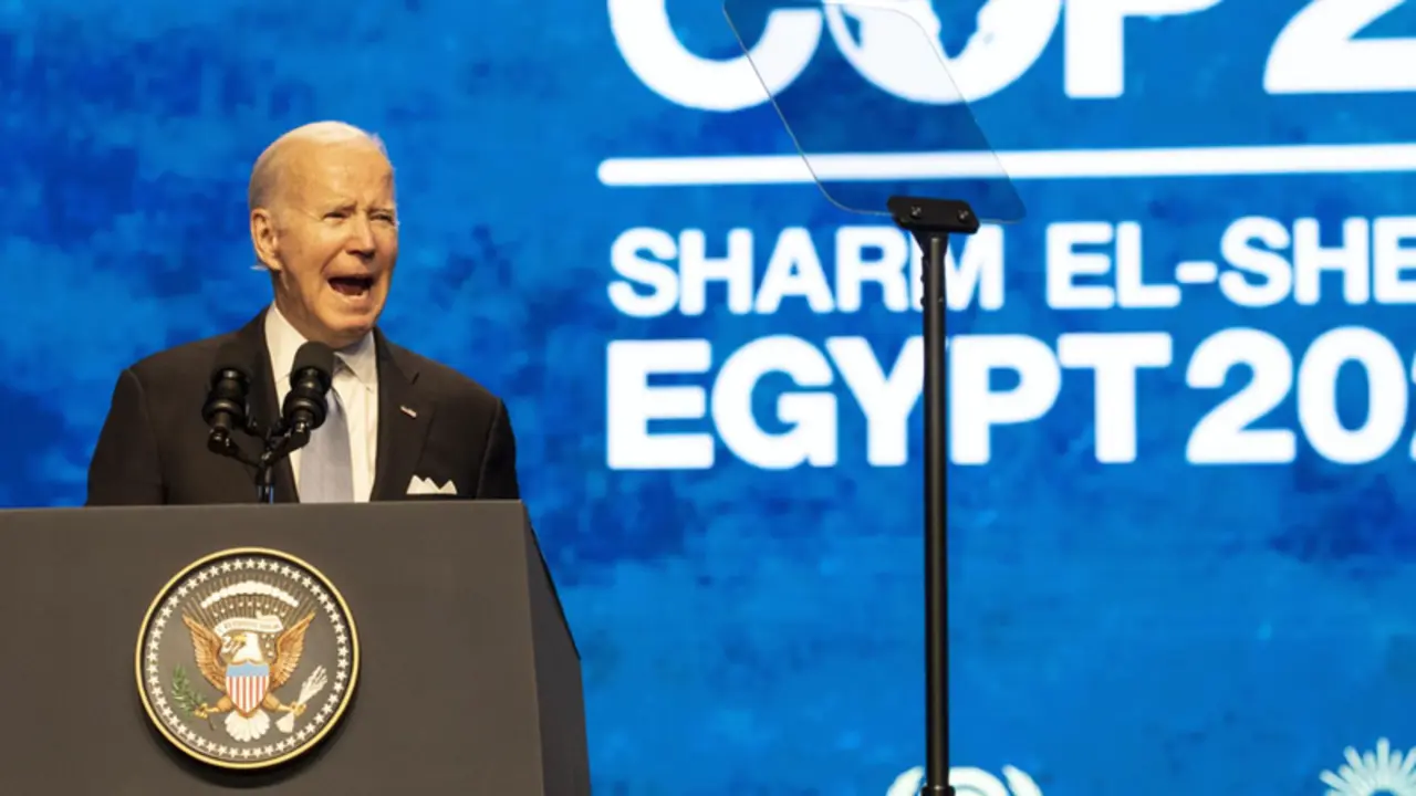  11 November 2022, Egypt, Sharm El-Sheikh: US President Joe Biden speaks during the 2022 United Nations Climate Change Conference COP27. Photo: Gehad Hamdy/dpa - Gehad Hamdy/dpa 