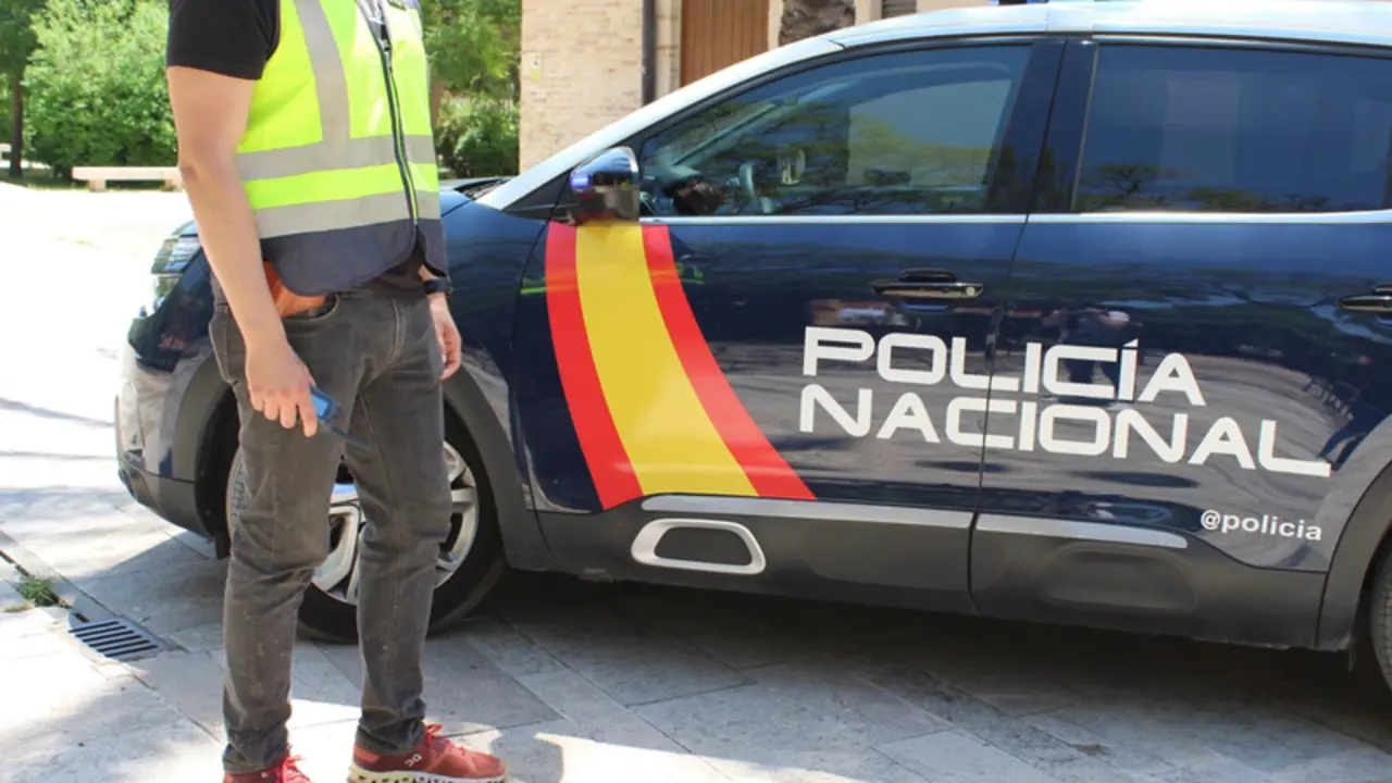  Un agente junto a un veh&iacute;culo de la Polic&iacute;a Nacional - POLIC&Iacute;A NACIONAL 