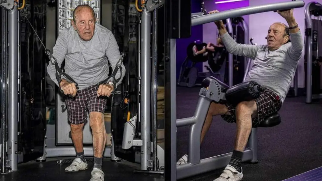 Mario Sanna levantando pesas en el gimnasio 