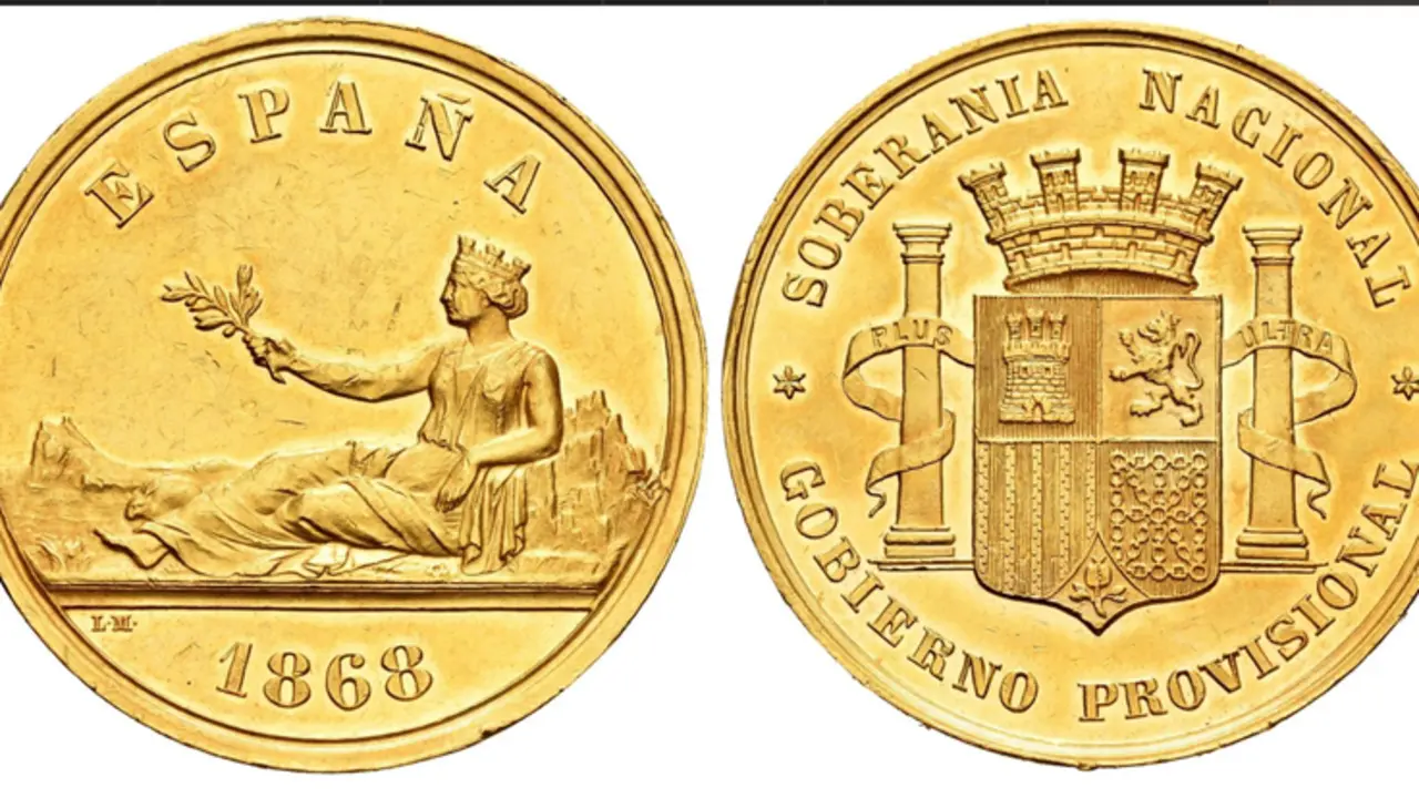  Gobierno Provisional (1868-1871). Medalla en oro. 1868. - Tauler&Fau 