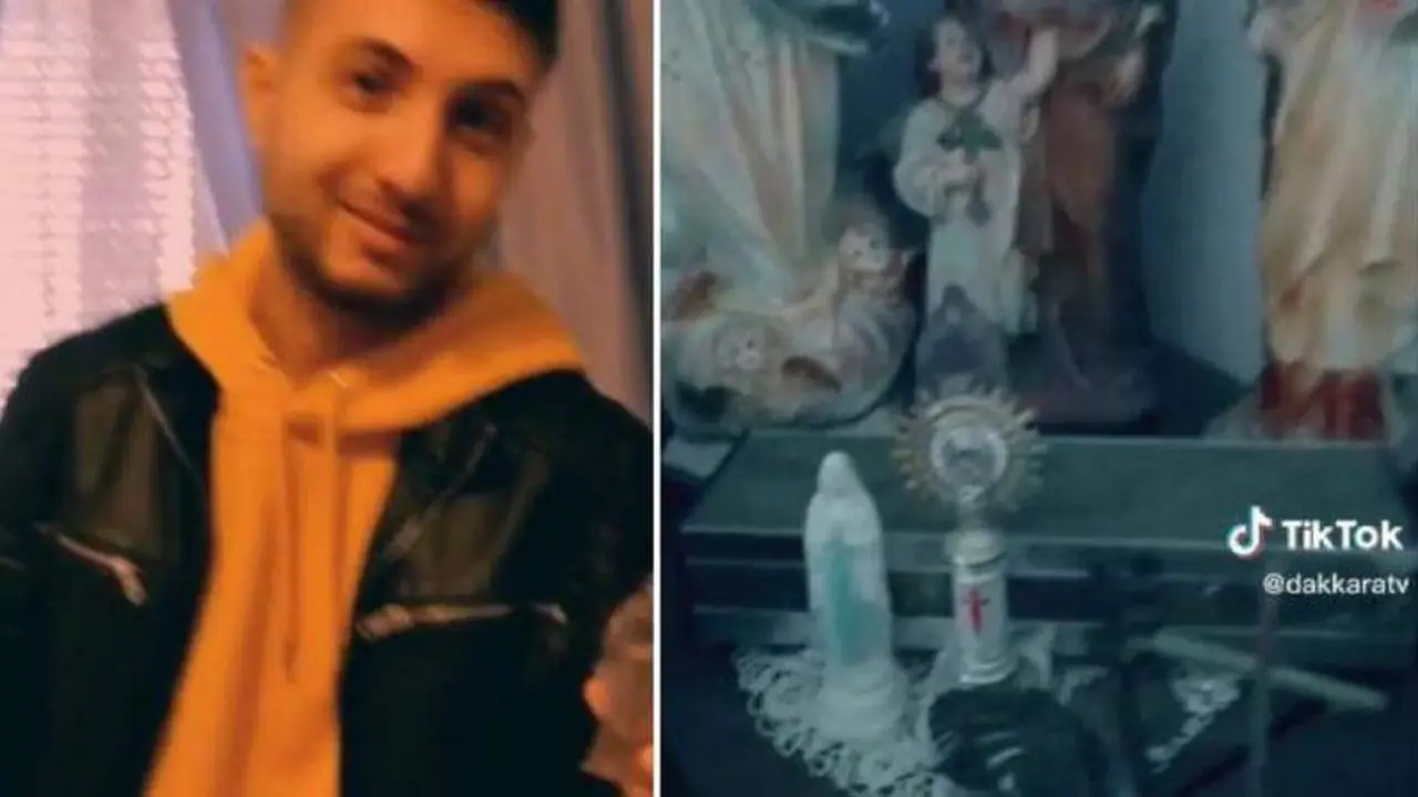  El nieto descubriendo la figura de Star Wars en el altar de los santos 