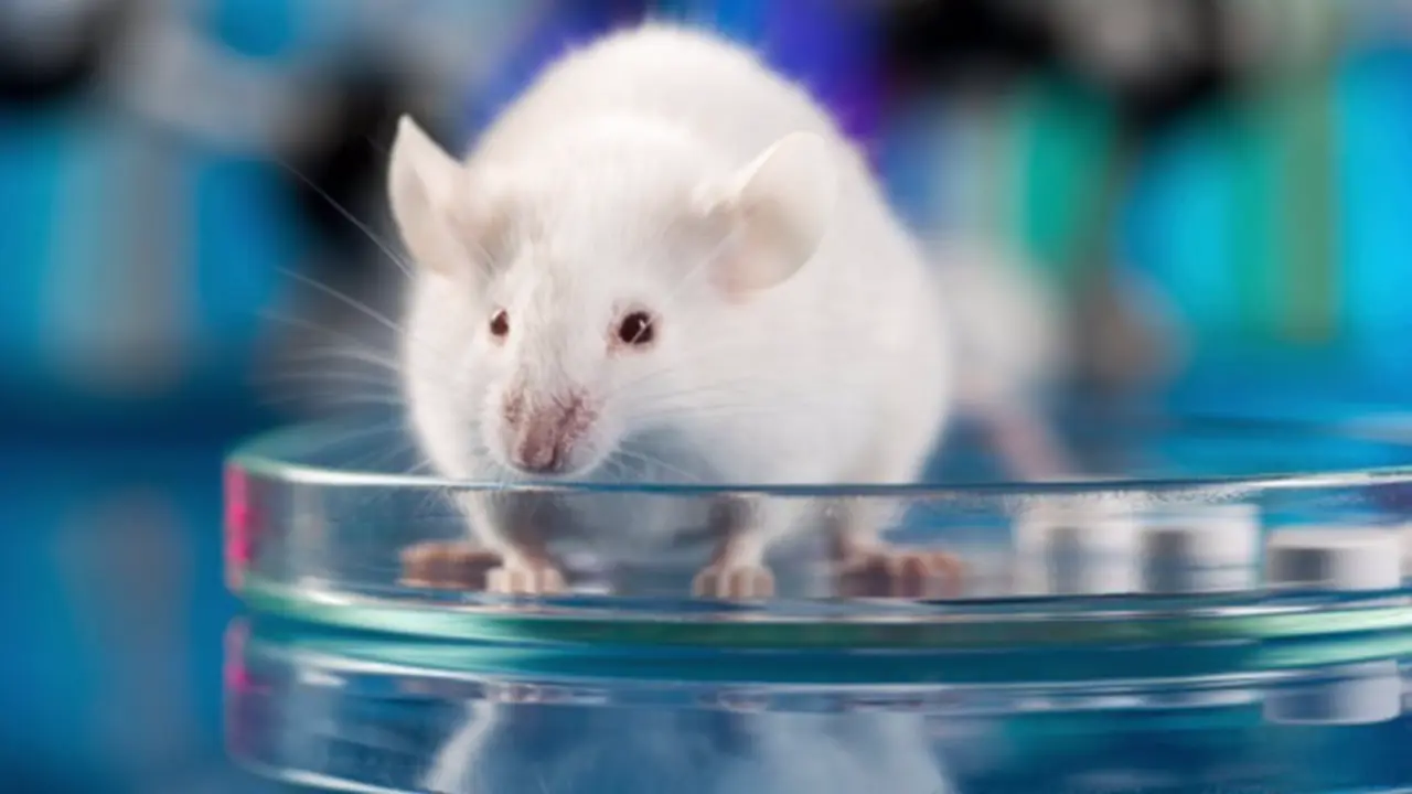  Archivo - Workplace modern laboratory for molecular biology test on blue background - JACOBSTUDIO - Archivo 