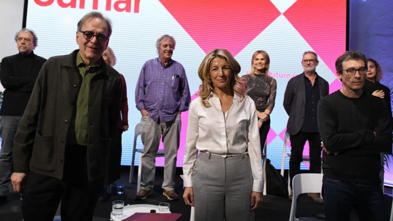  La vicepresidenta segunda y ministra de Trabajo y Econom&iacute;a Social, Yolanda D&iacute;az, durante un acto de SUMAR en Espacio Rastro, a 10 de enero de 2023, en Madrid (Espa&ntilde;a). - Fernando S&aacute;nchez - Europa Press 