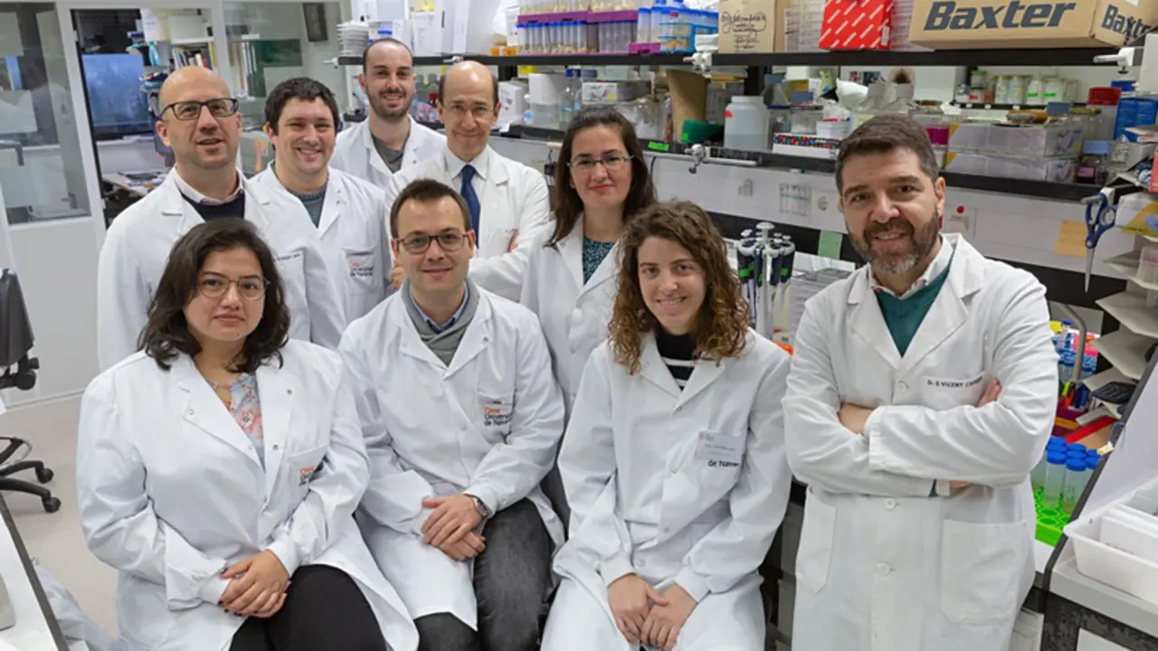  Shruthi Narayanana, Mariano Ponz Sarvise, Haritz Moreno, Rodrigo Entrialgo, Fernando Lecanda, Elizabeth Guruceaga, Iker Feliu, Irati Macaya y Silvestre Vicent, investigadores del Cima Universidad de Navarra. - CIMA 